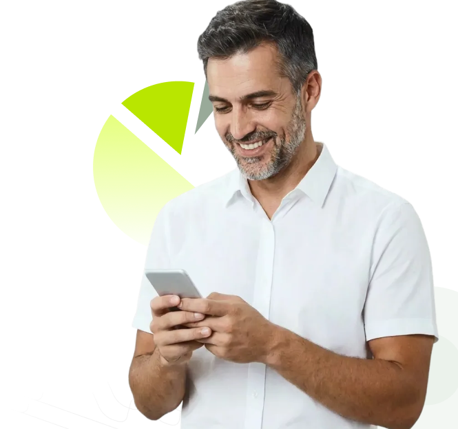 Cliente consultando plataforma Dimensa pelo celular